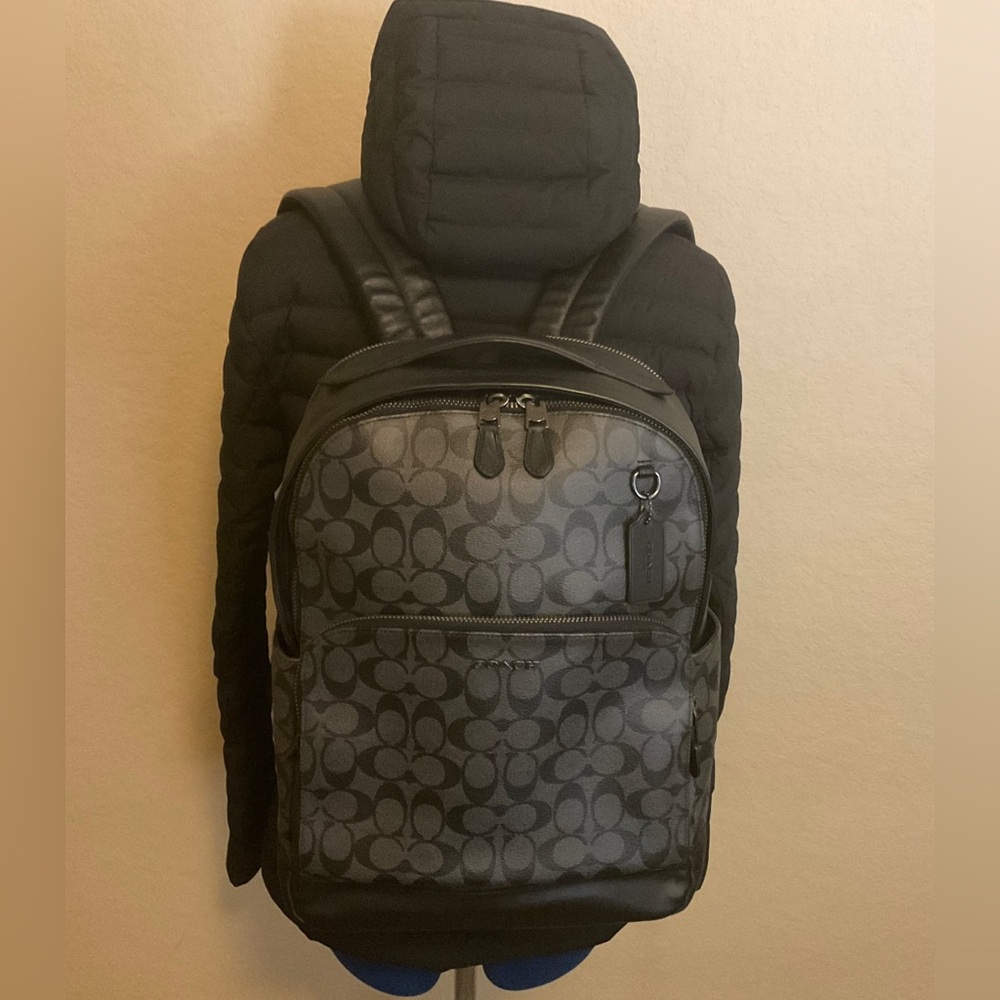New Coach Graham In Signature Canvas Gunmetal Backpack - Picture 6 of 16
